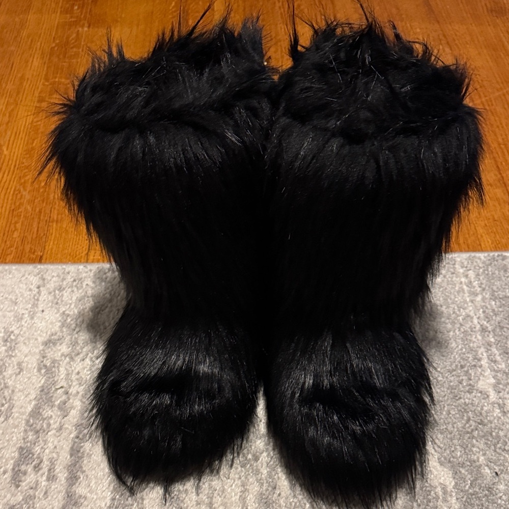 Black Faux Fur Boots